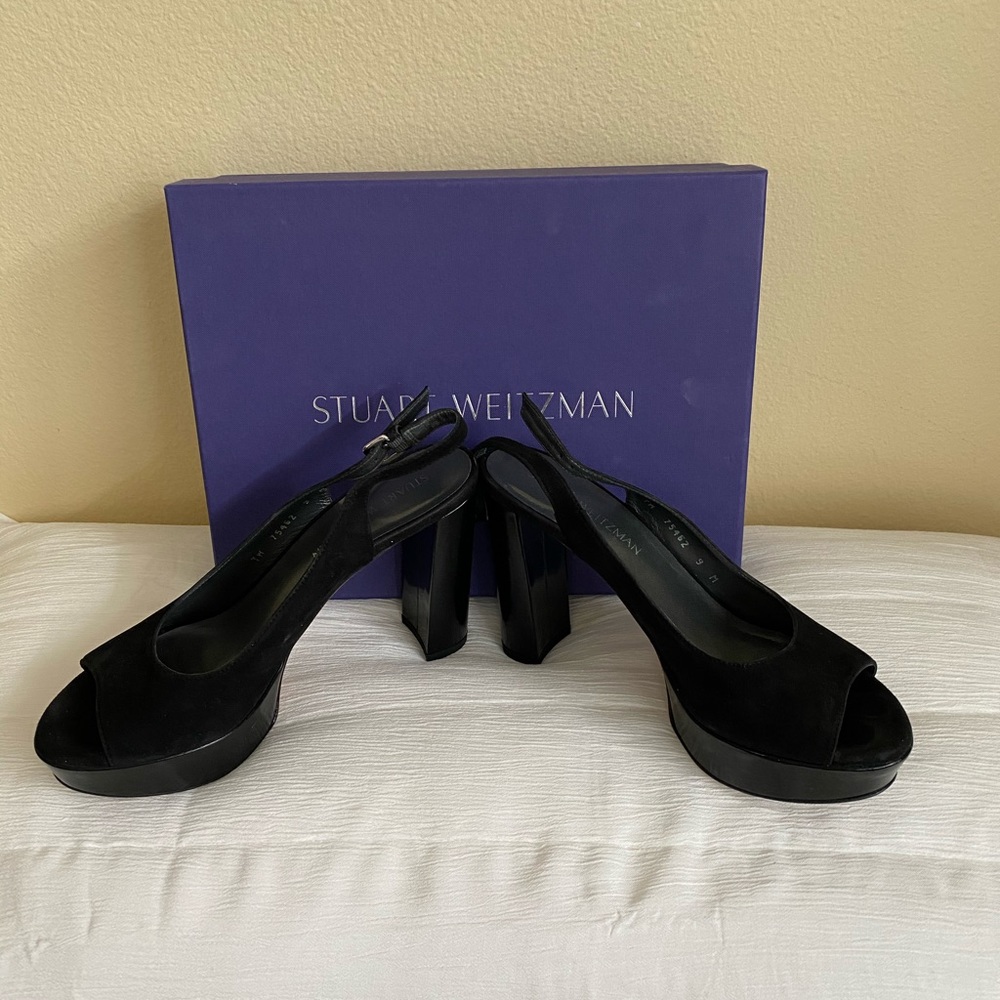 Stuart Weitzman Platform Suede and Patent Heels